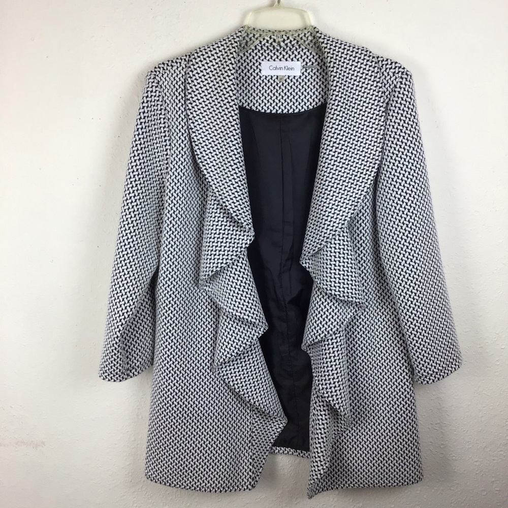 Calvin Klein waterfall collar & basketweve check10